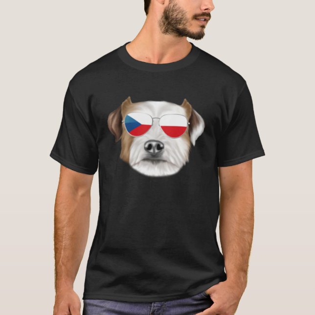 Czech Flag Parson Russell Terrier Dog Czech Republ T-Shirt (Front)