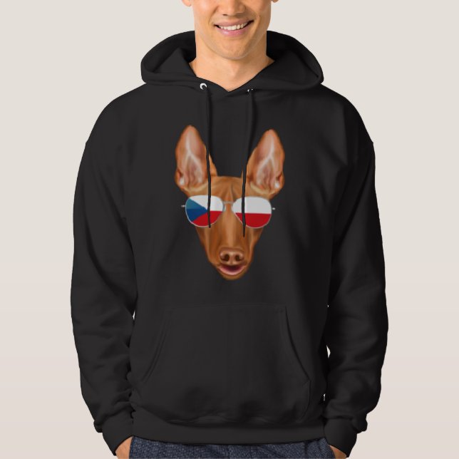 Czech Flag Pharaoh Hound Dog Czech Republic Pocket Hoodie (Front)