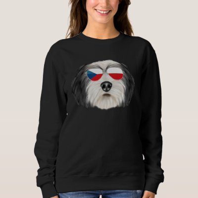 Czech Flag Polish Lowland Sheepdog Dog Czech Repub Sweatshirt