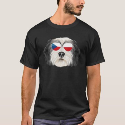 Czech Flag Polish Lowland Sheepdog Dog Czech Repub T-Shirt
