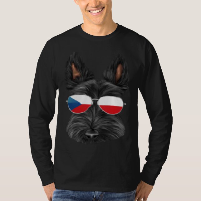 Czech Flag Scottish Terrier Dog Czech Republic Poc T-Shirt (Front)