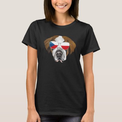 Czech Flag St Bernard Dog Czech Republic Pocket T-Shirt