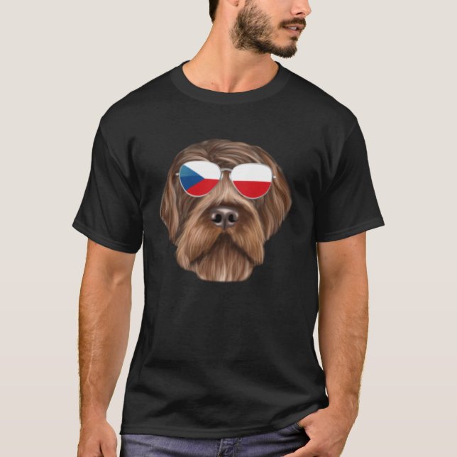 Czech Flag Wirehaired Pointing Griffon Czech Repub T-Shirt (Front)