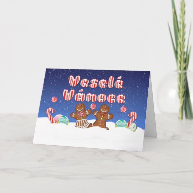Czech Fun Christmas Card With Candy And Gingerbrea (Front)