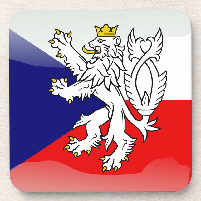Czech glossy flag beverage coaster (Front)