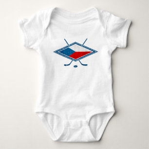Czech Hockey Flag Logo český Baby Bodysuit