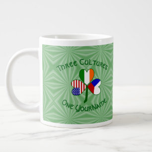 Czech Ireland USA Shamrock Flag Personalized Giant Coffee Mug