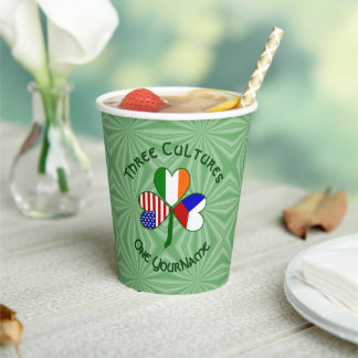 Czech Irish American Shamrock Personalized Text Paper Cups