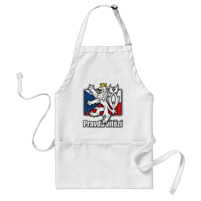 Czech Lion Coat of Arms Flag Adult Apron (Front)