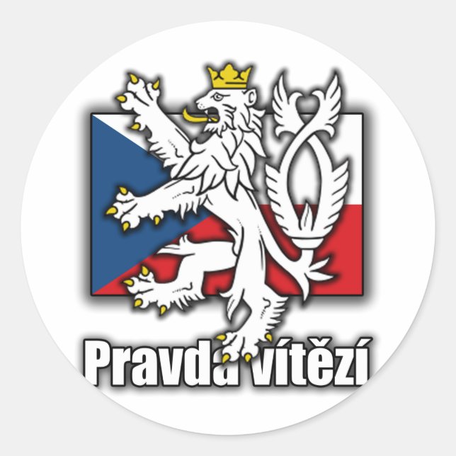 Czech Lion Coat of Arms Flag Classic Round Sticker (Front)