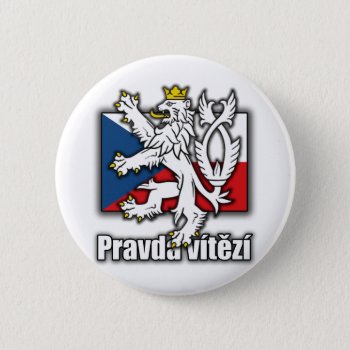 Czech Lion Coat Of Arms Flag Pinback Button by allworldtees at Zazzle