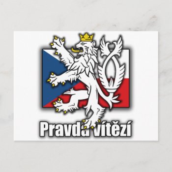 Czech Lion Coat Of Arms Flag Postcard by allworldtees at Zazzle