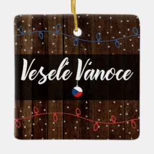 Czech Merry Christmas, Veselé Vánoce Rustic Style Ceramic Ornament