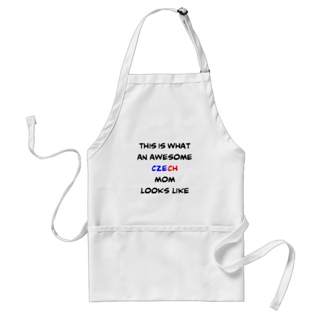czech mom, awesome adult apron (Front)