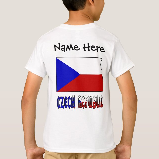 Czech Republic and Czech Flag Personalized  T-Shirt (Back)
