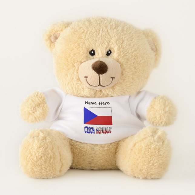 Czech Republic and Czech Flag Personalized  Teddy Bear (Front)