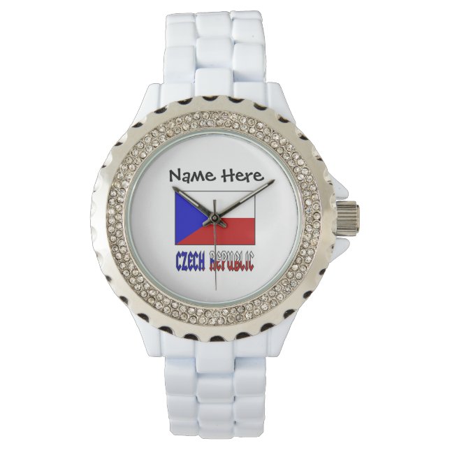 Czech Republic and Czech Flag Personalized  Watch (Front)