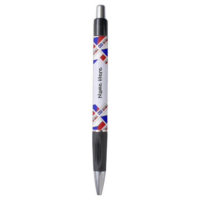 Czech Republic and Czech Flag Tiled Personalized  Pen (Front Vertical)