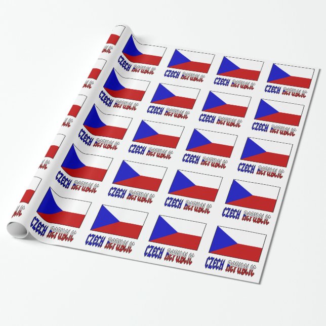 Czech Republic and Czechia Flag Wrapping Paper (Unrolled)