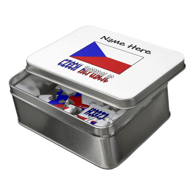 Czech Republic and Flag Personalized  Jigsaw Puzzle (Lid Open)