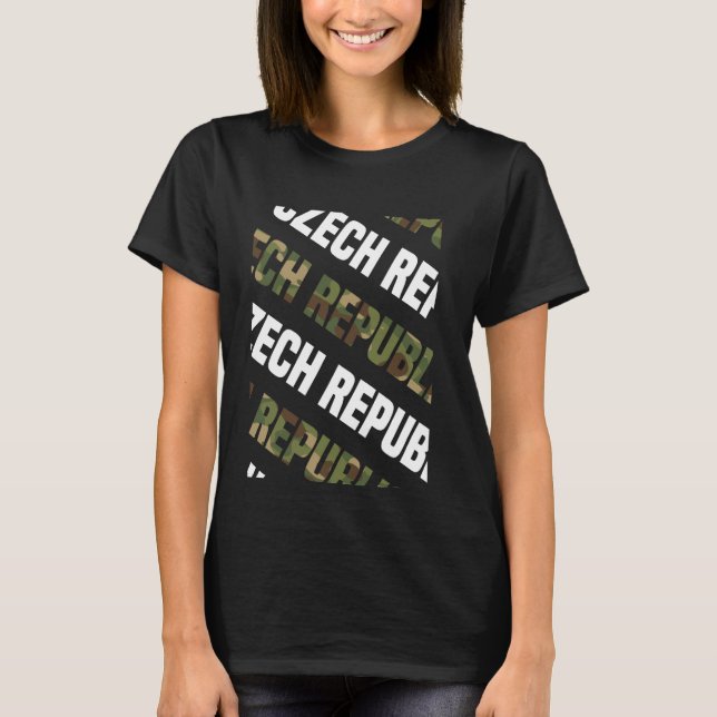 Czech Republic Camo Pattern Green Camouflage T-Shirt (Front)