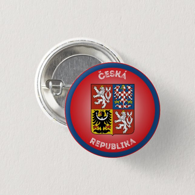 Czech Republic Coat of Arms Circle Shape  Button (Front & Back)