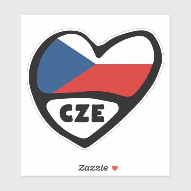 Czech Republic Country Code Flag Heart, CZE Sticker (Sheet)