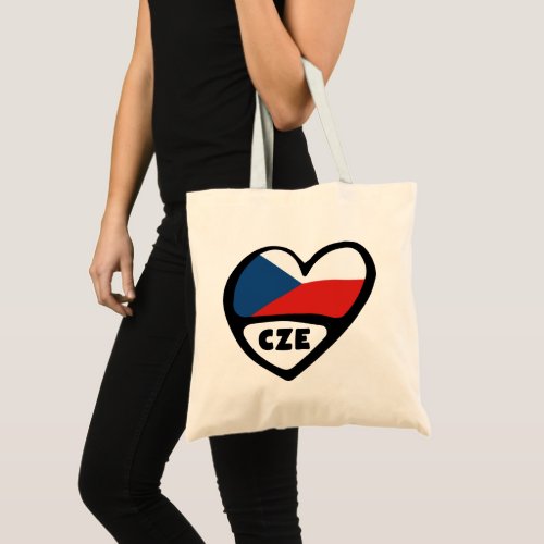 Czech Republic Country Code Flag Heart CZE Tote Bag