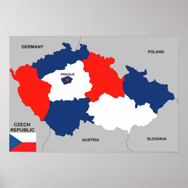czech republic country political map flag poster (Front)