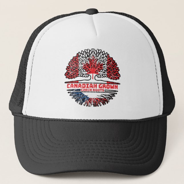 Czech Republic Czech Canadian Canada Tree Roots Trucker Hat (Front)
