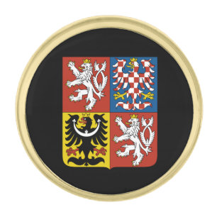 Czech Republic, Czech Coat of Arms, Flag /business Gold Finish Lapel Pin