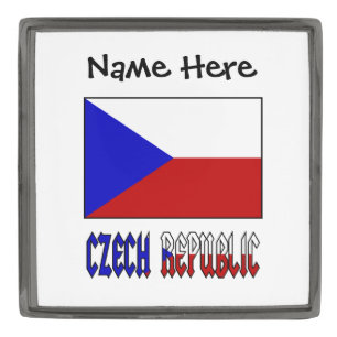 Czech Republic Czech Flag Black Personalization  Gunmetal Finish Lapel Pin