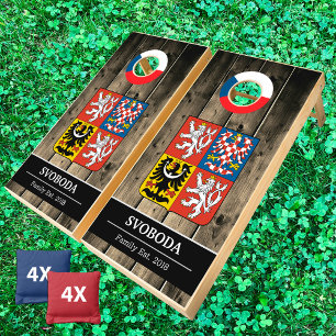 Czech Republic & Czech Flag Rustic Wood / Family Cornhole Set