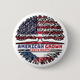 Czech Republic Czech US American USA United States Button