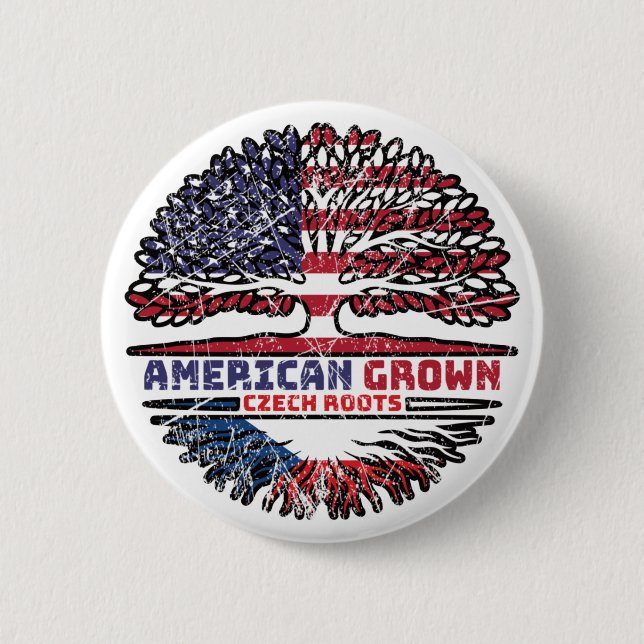 Czech Republic Czech US American USA United States Button (Front)