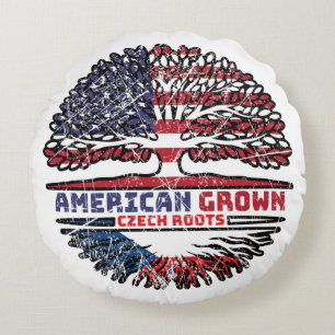 Czech Republic Czech US American USA United States Round Pillow