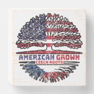 Czech Republic Czech US American USA United States Wooden Box Sign