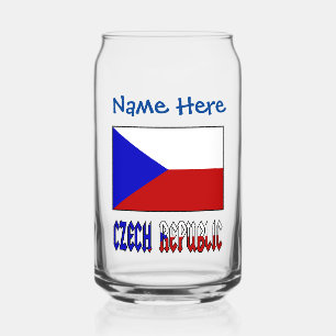 Czech Republic Czechia Flag Blue Personalization Can Glass