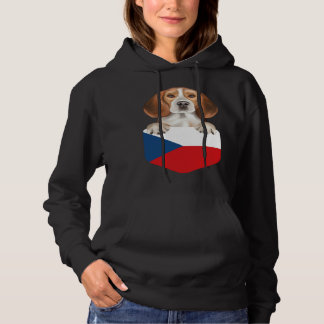 Czech Republic Flag Beagle Dog In Pocket Hoodie