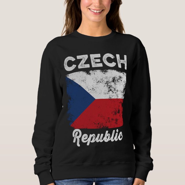Czech Republic Flag Distressed  Men Women Kids  Cz Sweatshirt (Front)