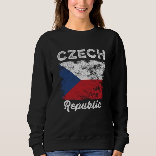 Czech Republic Flag Distressed Men Women Kids Czec Sweatshirt (Front)