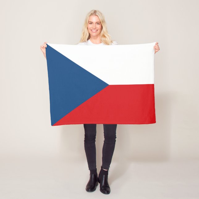 Czech Republic Flag Fleece Blanket (In Situ)