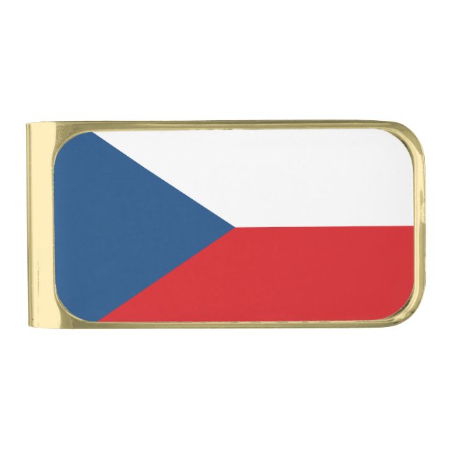 Czech Republic Flag Gold Finish Money Clip (Front)