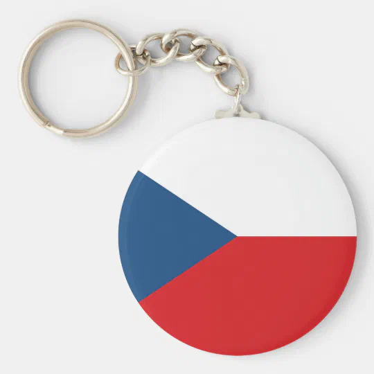 Czechoslovakia Flag Solid Brass Key Chain NEW 