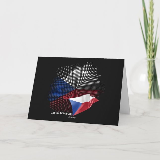 Czech Republic flag Letterpress Thank You Card (Back)