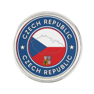 Czech Republic Flag, Map & Emblem Lapel Pin