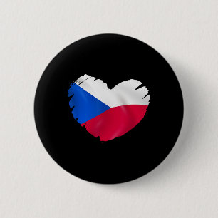 Czech Republic Flag On Shape Of Heart Czech Republ Button