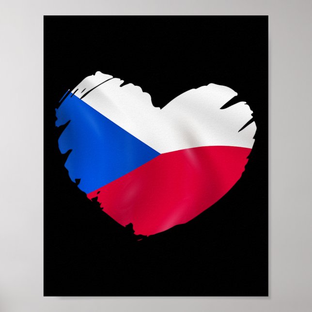 Czech Republic Flag On Shape Of Heart Czech Republ Poster (Front)
