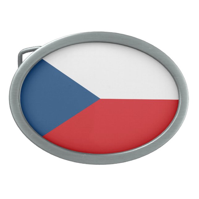 Czech Republic Flag Oval Belt Buckle (Front)