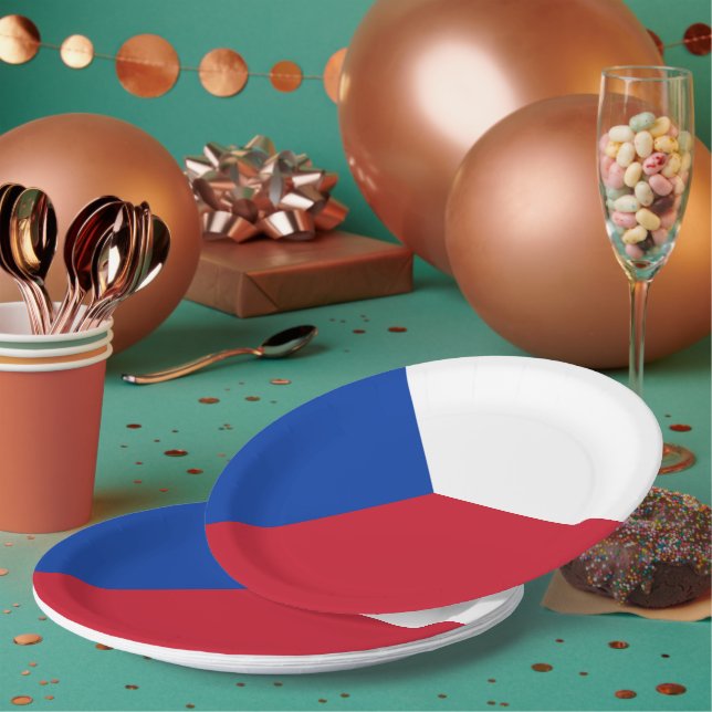 Czech Republic flag Paper Plates (Multi)